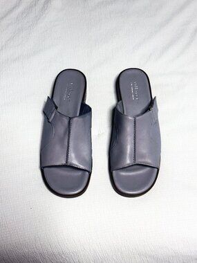 Villager Liz Claiborne Women’s 8.5M Lavender Leather Slide Sandals Buckle Comfor